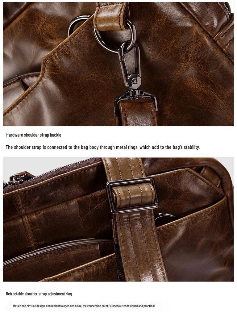 Convertible Genuine Leather Travel Bag with Hidden Straps, Expandable Large Capacity, Multifunctional for Casual Use