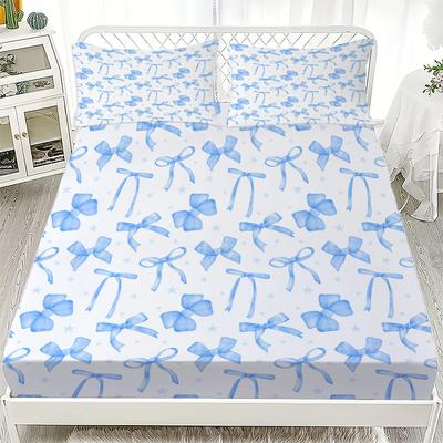 Conjunto de Lençol de Elástico Personalizado com Laço Conjunto de Cama Personalizado com Laço Confortável Amigo da Pele Estilo Fofo 120x220cm