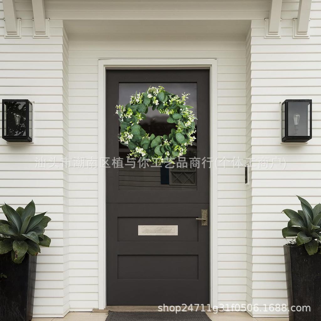 Simulation Wreath Door Decoration Eucalyptus Wreath Grass Ring Pastoral American Wedding Pendant Door Ring Bionic