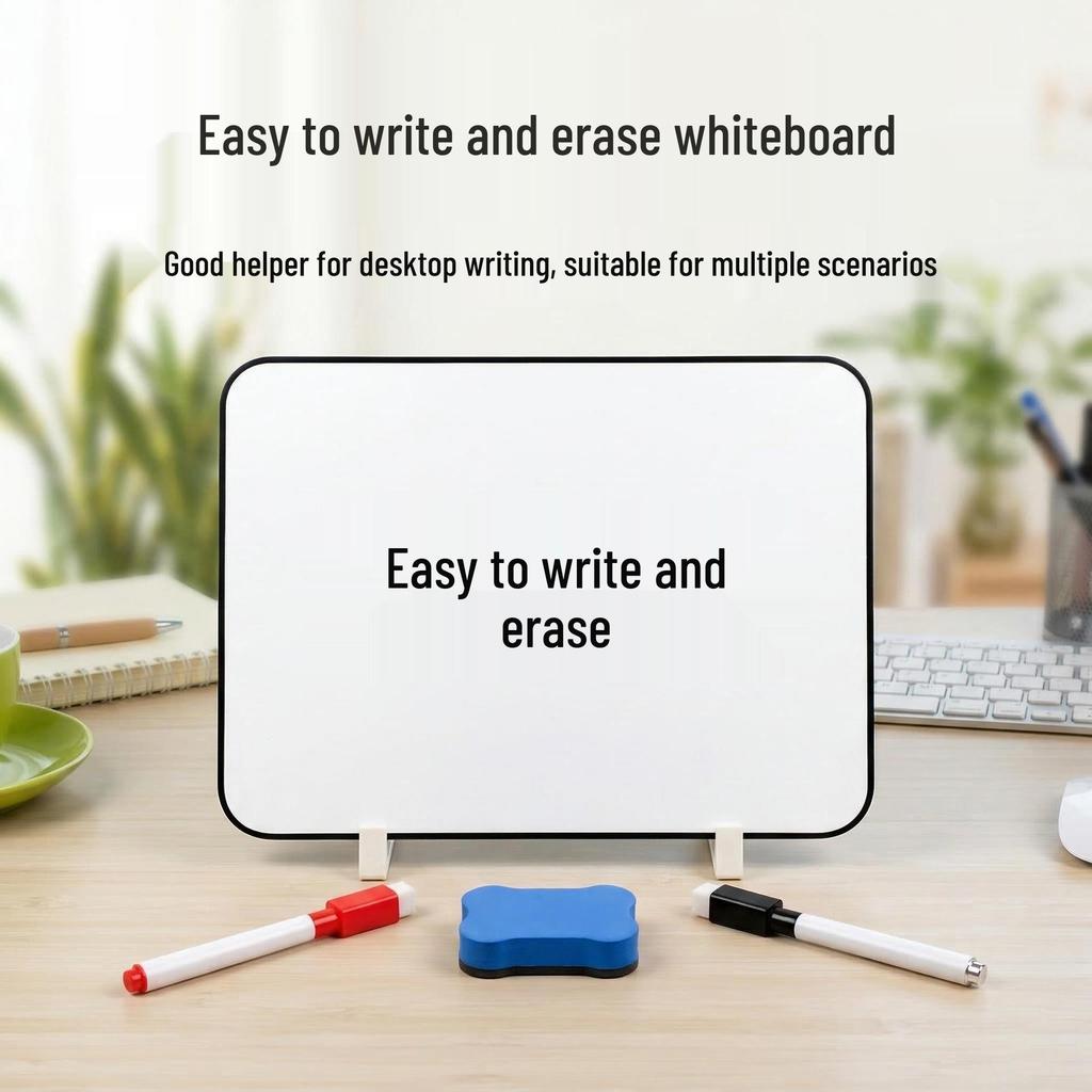 Desktop Double-Sided Magnetic Whiteboard, Easy to Write & Erase, for Office and Teaching.