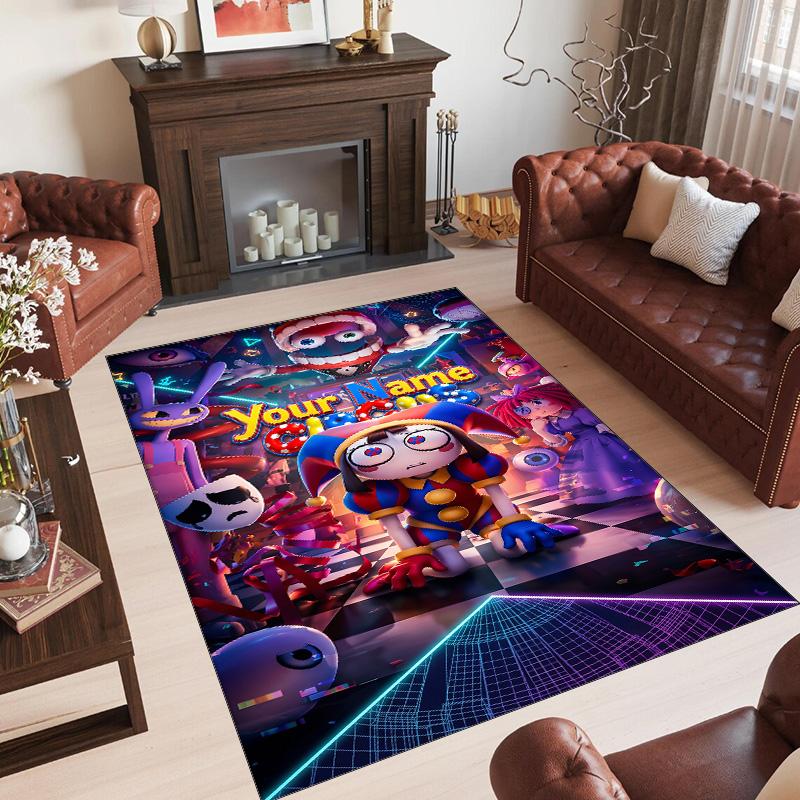 Personalized Crystal Velvet Carpet Custom Name Text,The Amazing Digital Circus Anti Slip Area Rug For Home Decoration