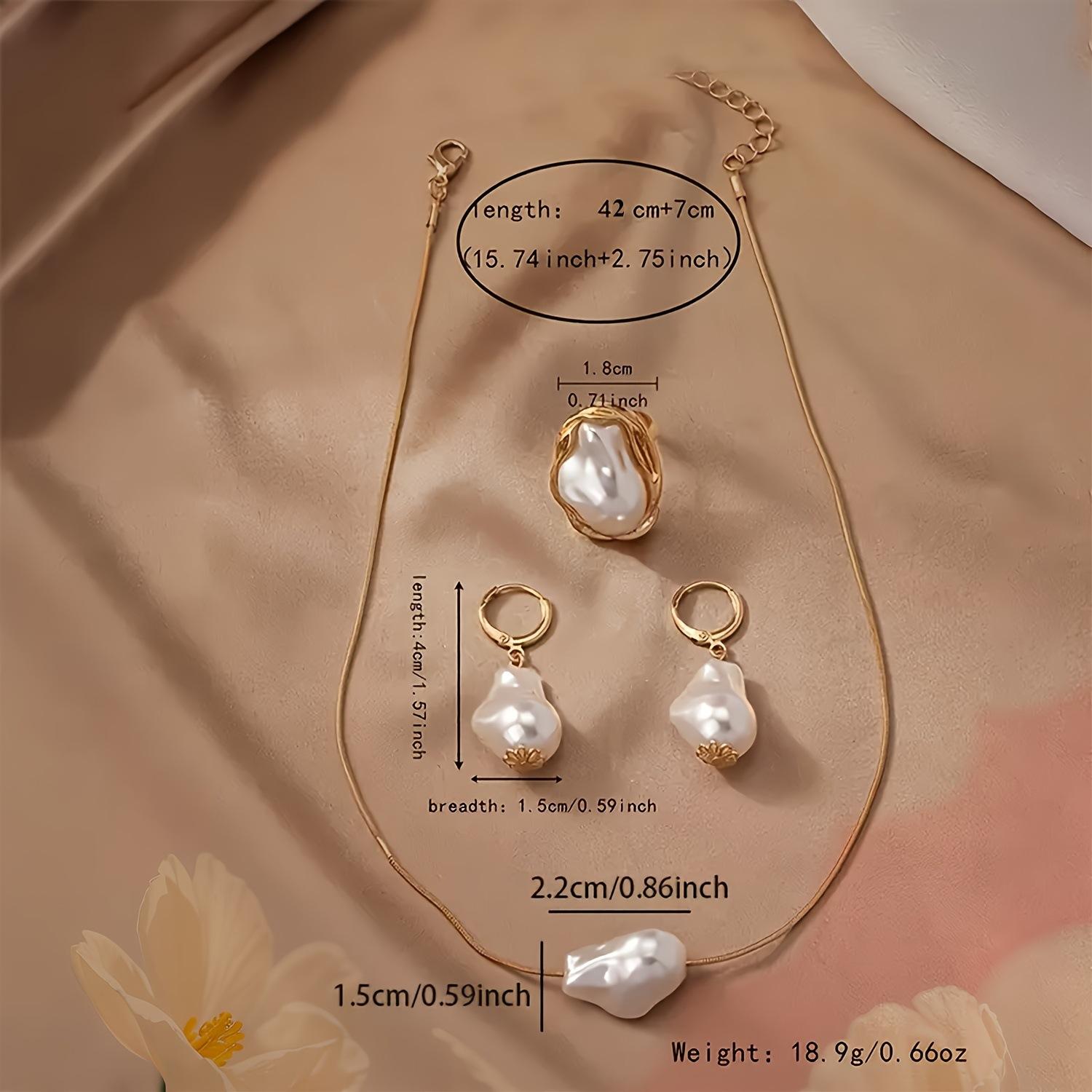 Набор irregular geometric pearl necklace earrings ring set, популярный элегантный и высококлассный подарочный набор