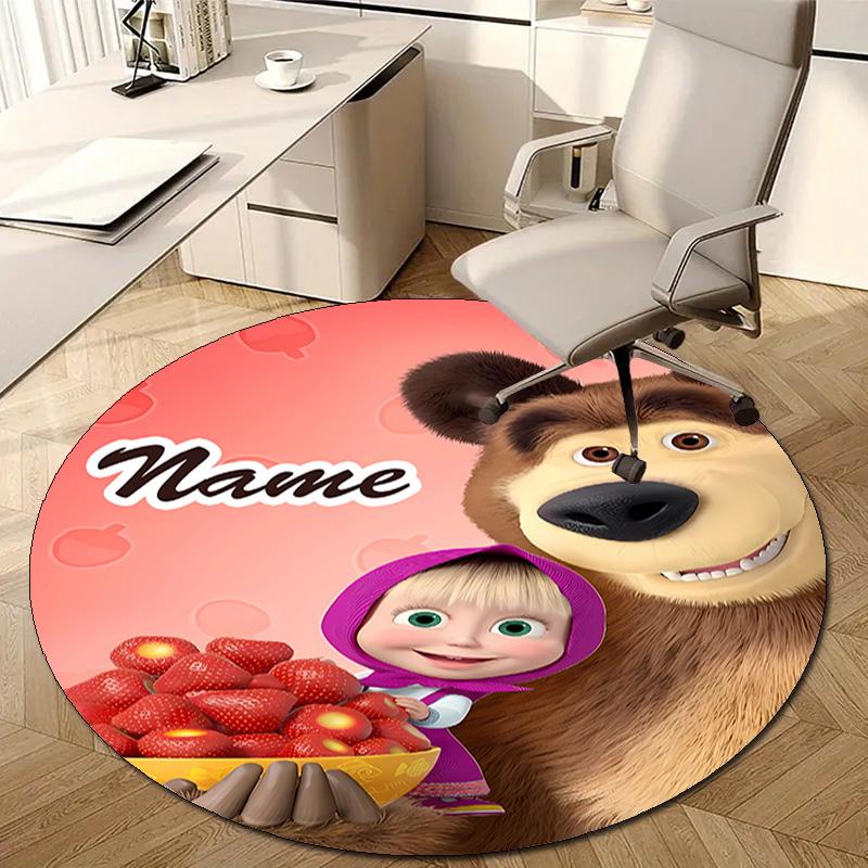Personalized M-Masha and the Bear Round Chair Office Rug - Perfect for Mat, Office Chair & More - Ideal Gift for Birthdays and Holidays