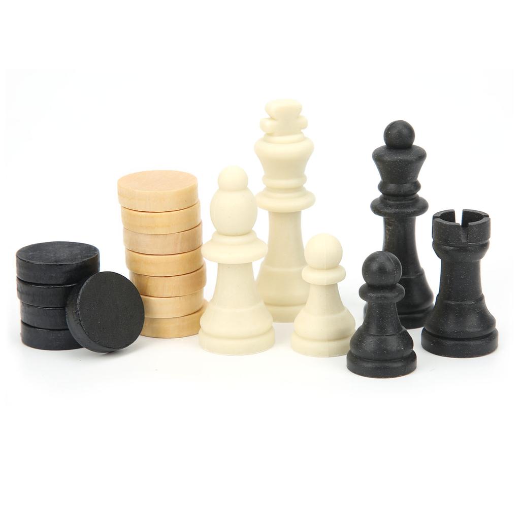 3‑In‑1 Wooden Chess Checkers Folding Portable Interactive Chess Board Toy