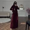 2025 Autumn Women's Suede A-line Woolen Dress with Zipper - Fashionable Long Sleeve Office Wear