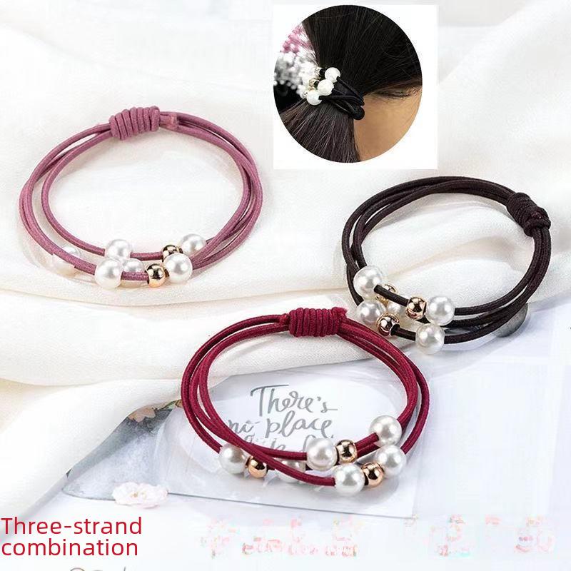"Korean-Style Nine-Bead Hair Rope Headdress: Fresh and Simple Rubber Band Hair Accessory"