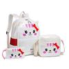 School bag three-piece female new chinchilla primary and secondary school students double shoulder child and mother bag backpack fashion