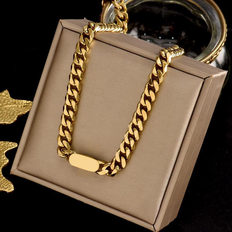 DIEYURO 316L Stainless Steel Thick Chain Necklace Female Fashion Retro Hip-hop Punk Prevent Allergy Mujer Bijoux