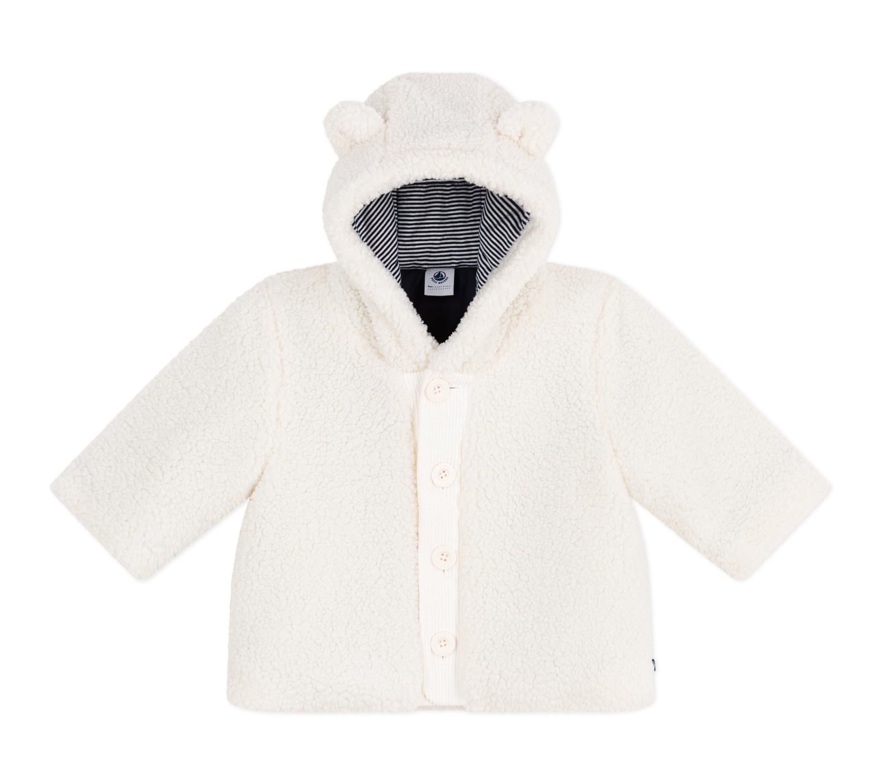

Petit Bateau Boa Jacket with Size 18 81cm Ears, A0DU7, Off-White, Months,