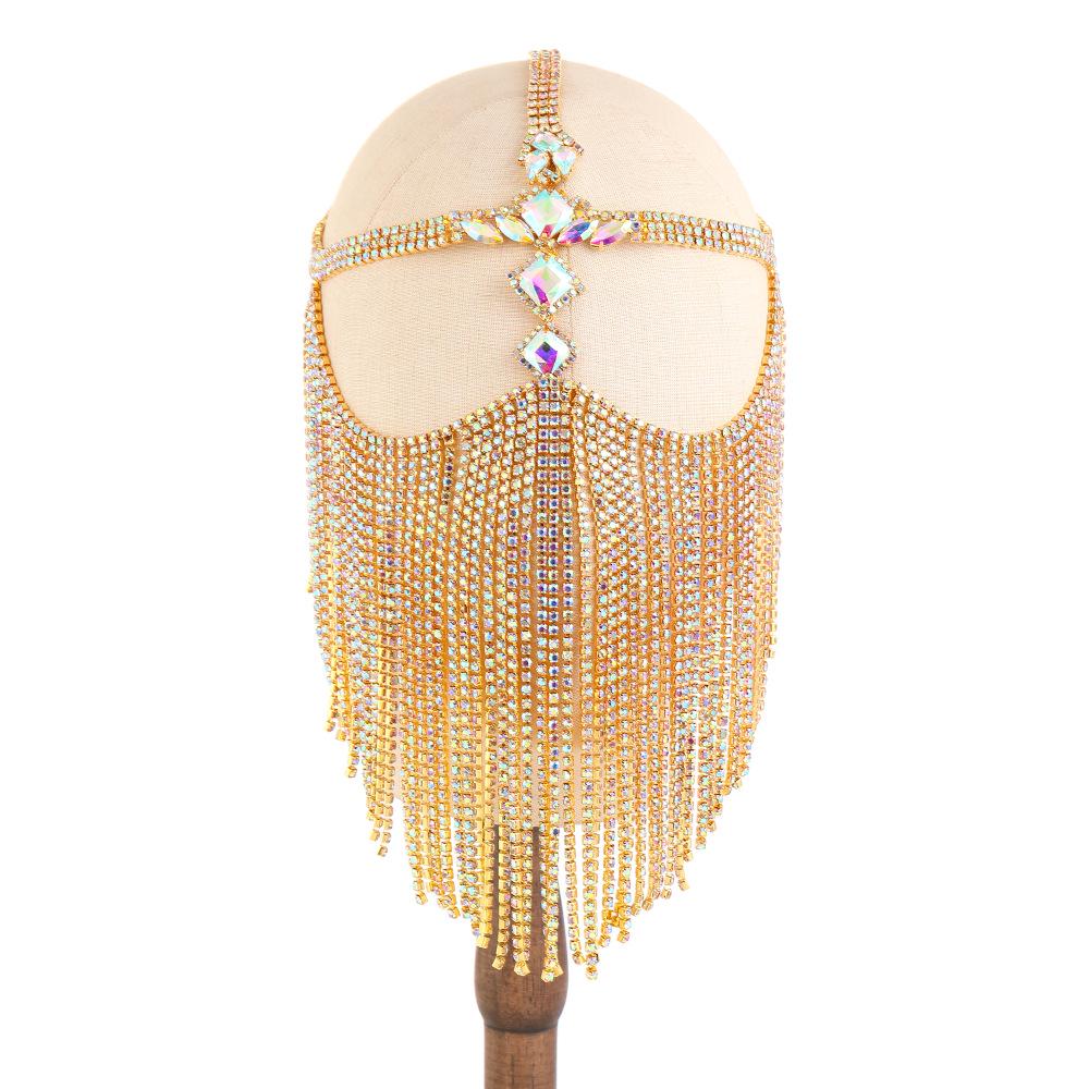 Mysterious Rhinestone Tassel Masquerade Eye Mask for Halloween Party