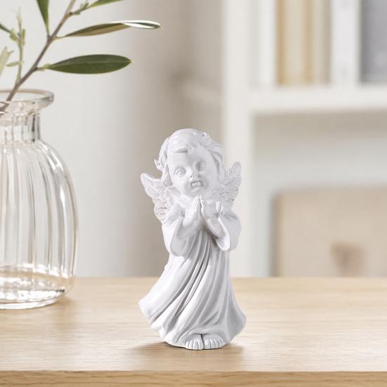 huaqianguhh Resin Cherubs Figurine, White Angel Statue, Garden Praying Cherub Sculpture, Indoor Outdoor Home Decoration, Cute Adorable Angle Sculpture