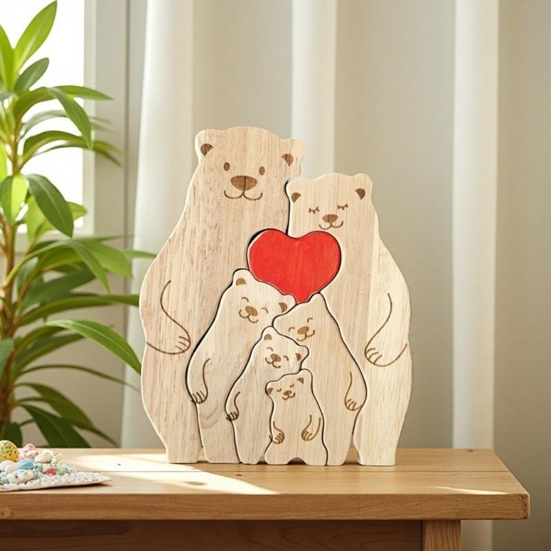 Personalize Wooden Bear Family Puzzle Housewarming Gift Unique Wooden Animal Puzzle Home Decors Wooden Cute Bear Puzzle
