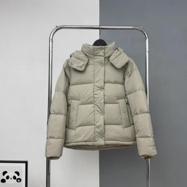 

Lu Family 2025 Lulu Five-Grid Down Jacket: Unisex Short Puff Bread Outerwear Small Лляний/сірий колір