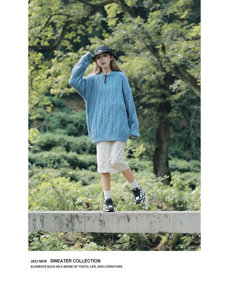 2026 Jugend Japanischer Stil Grobstrick Lockerer Pullover für Herren - Herbst/Winter Langarm Rundhals Trendige Partner Strickware