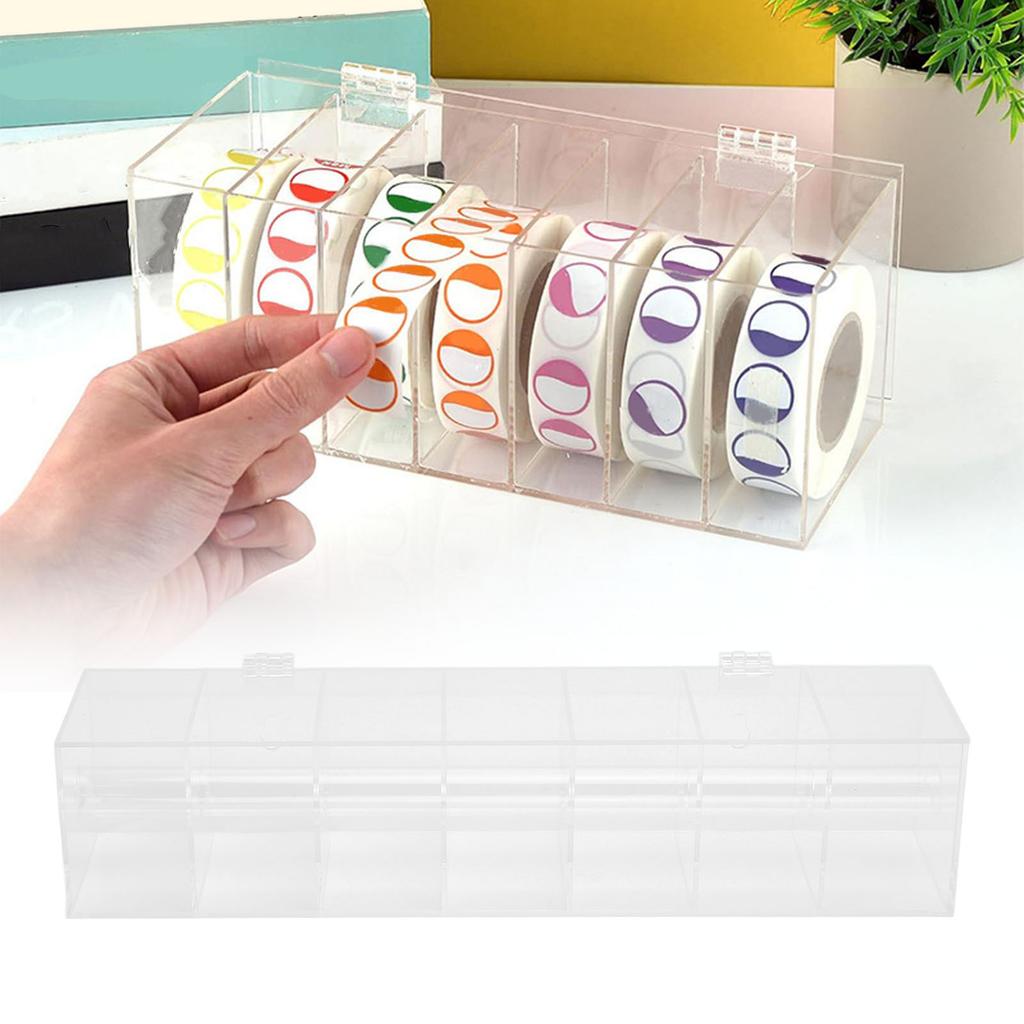 Label Dispenser Sticker Roll Holder Sticker Dispenser Dust Resistant 7 Compartments Clear Label Holder Organizer