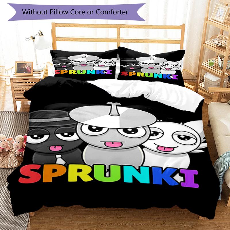 3pcs SPRUNKI9 Design Cover Set - HD Printed Bedding with 1 Cover and 2 Pillowcases - Perfect for Home and Dorm Decor
