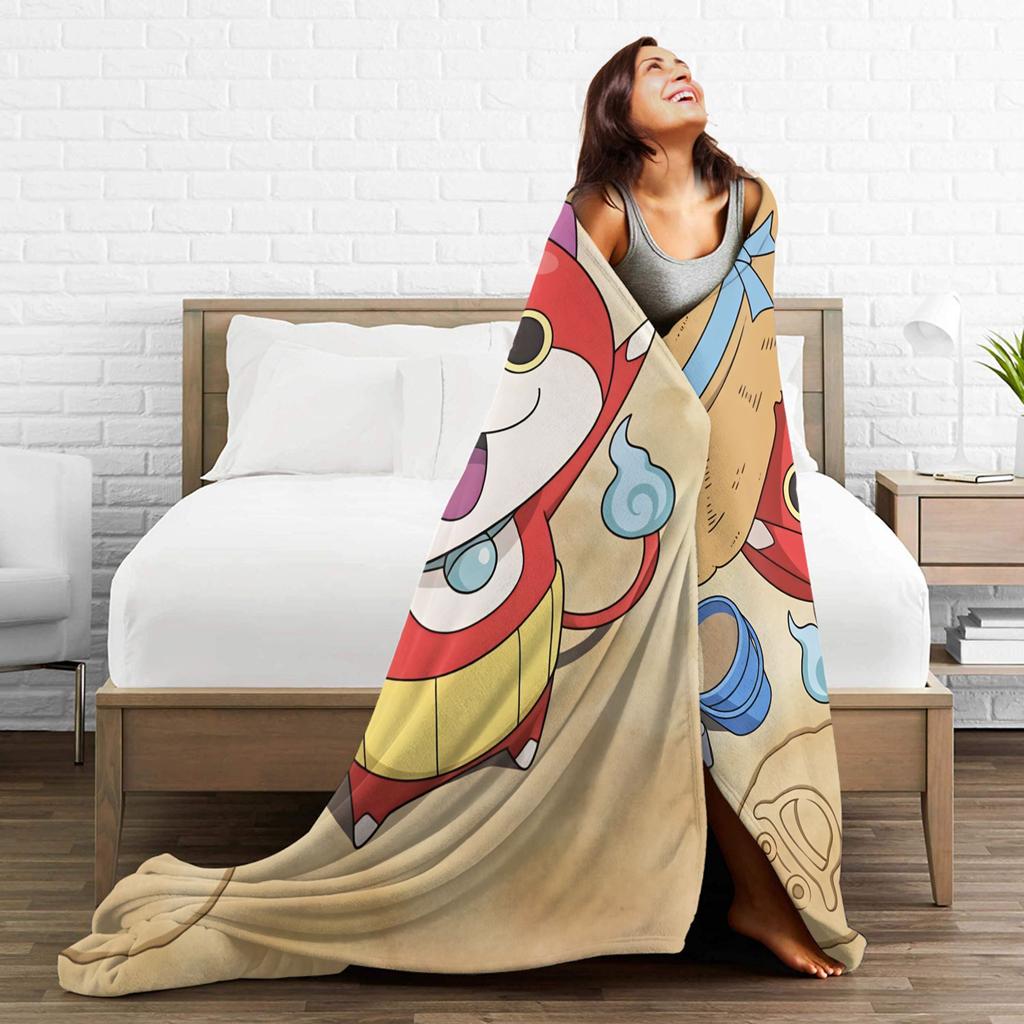 Yokai Watchs Flannel Blanket Spring Super Soft Bedding Throws For Boy Girl Outdoor Funny Bedspread Sofa Bed Cover