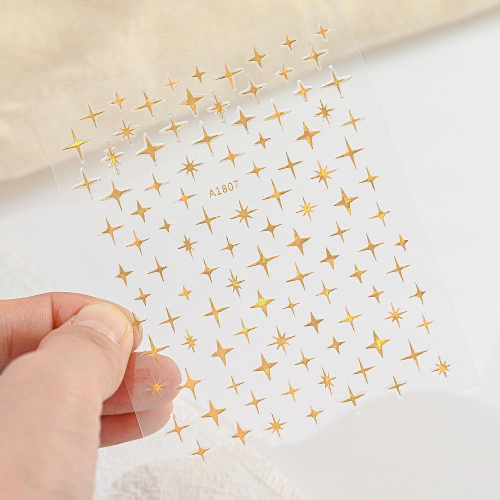 9-Color Four-Pointed Star Nail Art Sticker Diy Plastic Nail Art Decorative Sticker Color Star Light Nail Art Sticker