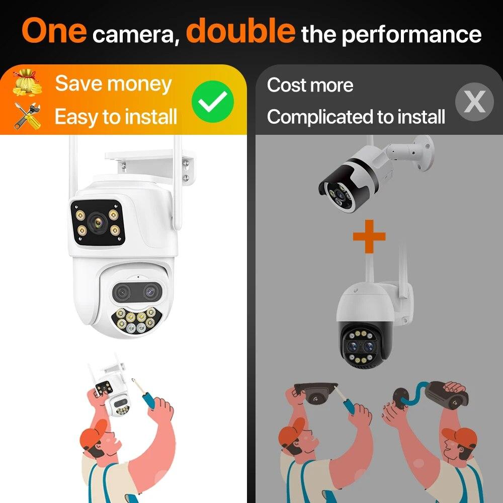 New EU 4K 9MP WIFI IP Camera Three Lens 8X Zoom Outdoor PTZ Camera HD AI Auto Tracking Security Camera P2P CCTV Surveillance ICSee