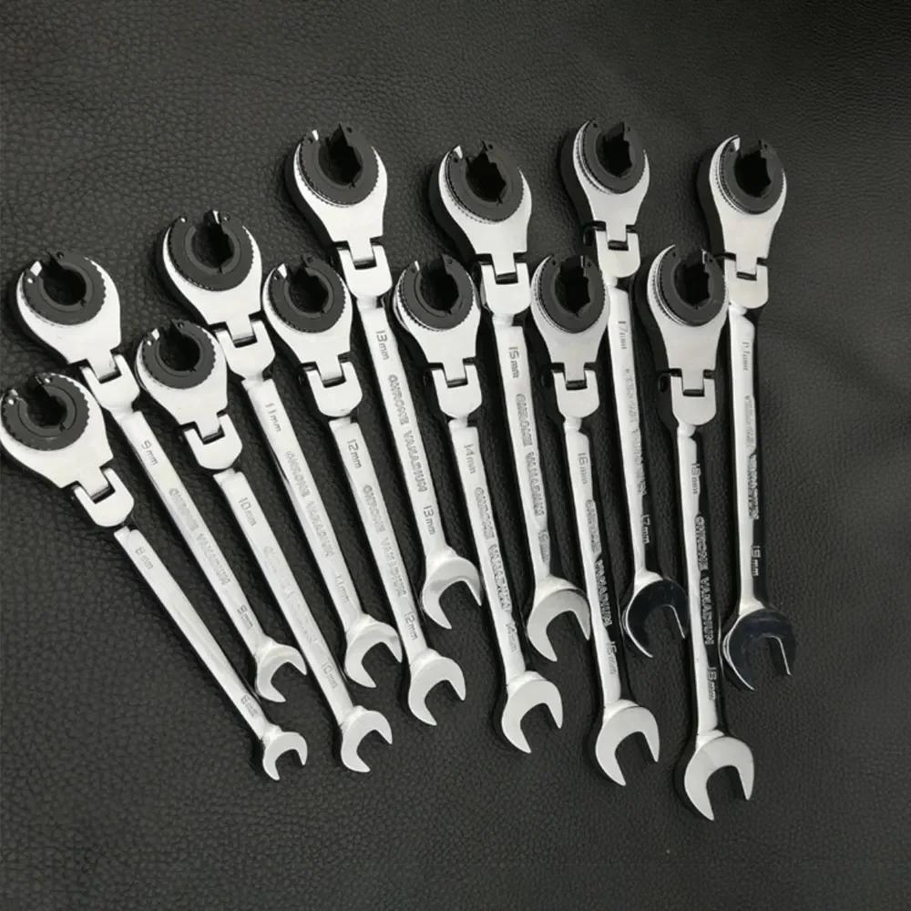 8-28MM Tubing Ratchet Wrench with Open Flexible Head 72 Teeth for Car Repair Oil Wrenches Hand Tool