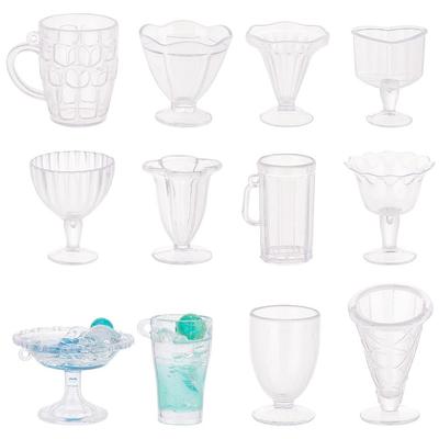 OLYCRAFT 24 Miniature Cups In 12 Miniature Plastic Miniature Dessert Miniature Drinking Glass Mini House Mini Dollhouse Accessories Varieties, Cups,