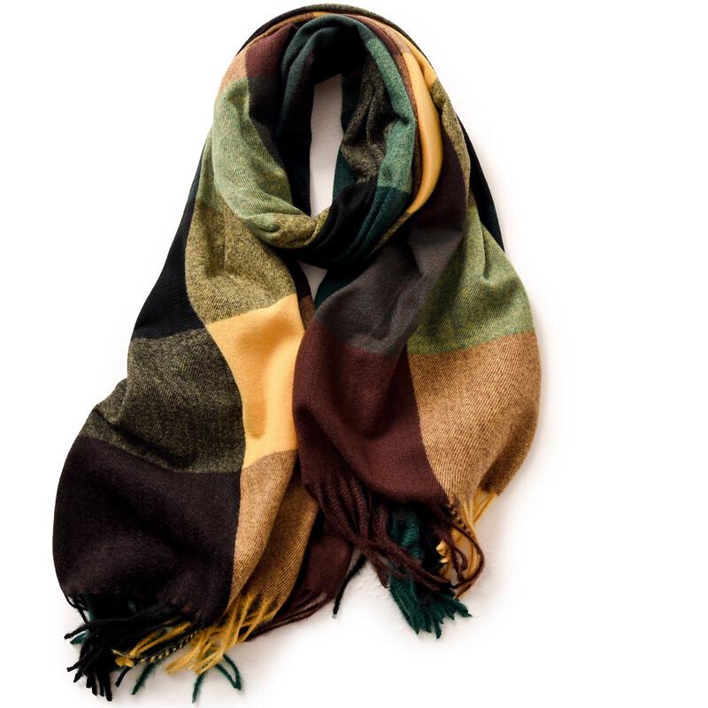 Женский модный клетчатый шарф-палантин с кисточками