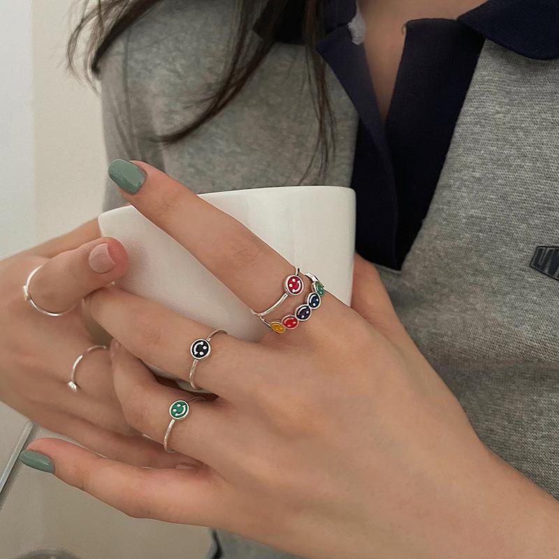 Rainbow Smiley Stylish Face Adjustable Ring For Women Perfect For Ins Inspired Fashion Lovers