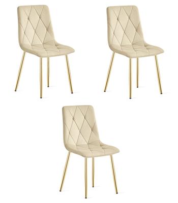 LIBRA Chair - Light Beige Velvet / Gold Legs X 3
