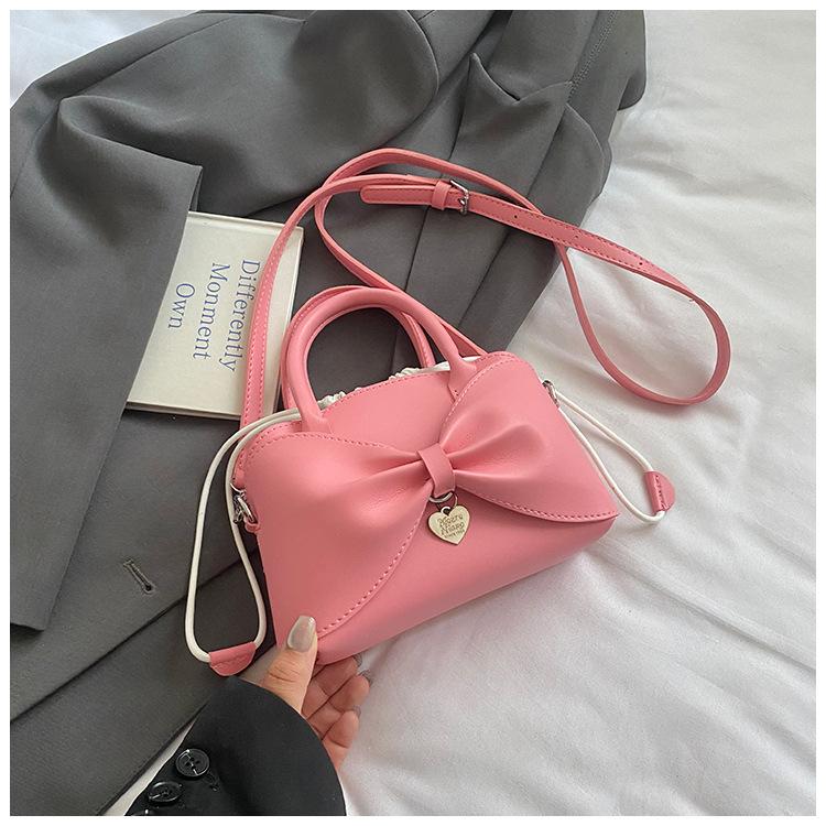 Gentle and Stylish Simple Bow Handbag 2025 Summer New Solid Color Korean Version Casual Niche Messenger Bag