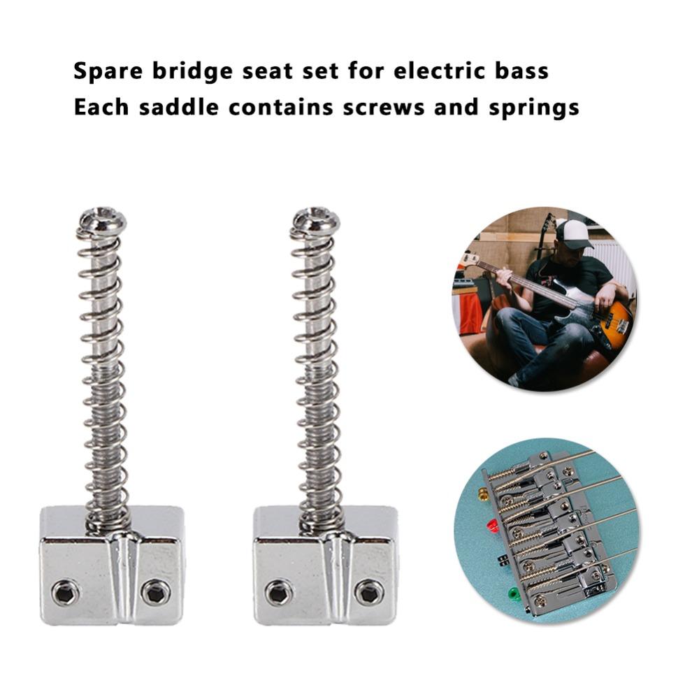 5PCS Spring Screws String Saddles Metal Electric Bass Bridge Saddles  Bass Electric Guitar Kits
