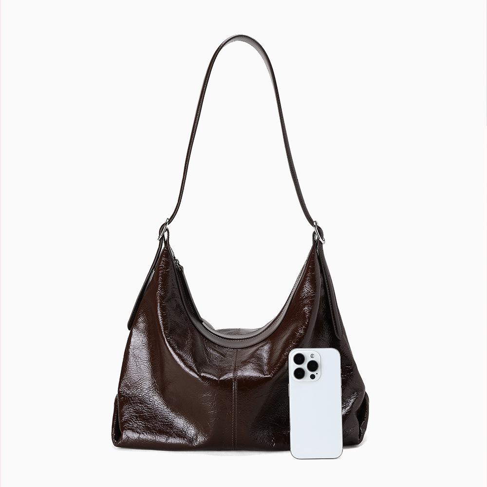 Come to the picture and sample hobo bag commuting high-end bag, support OEM embossing logo genuine leather women's bag