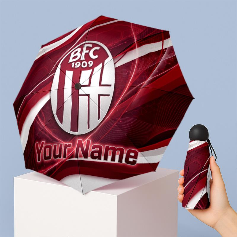 Bologna FC Manual Five Fold 8 Rib Umbrella Support Custom Text, Lightweight Travel Umbrella