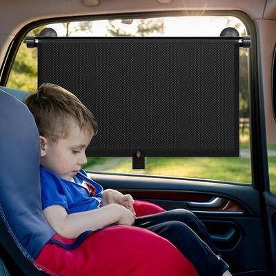 Protetor Solar Retrátil para Janela Lateral de Carro Cortina de Rolo com Bloqueio UV Malha PVC Capa de Proteção Solar Acessório de Viagem de Carro de Verão