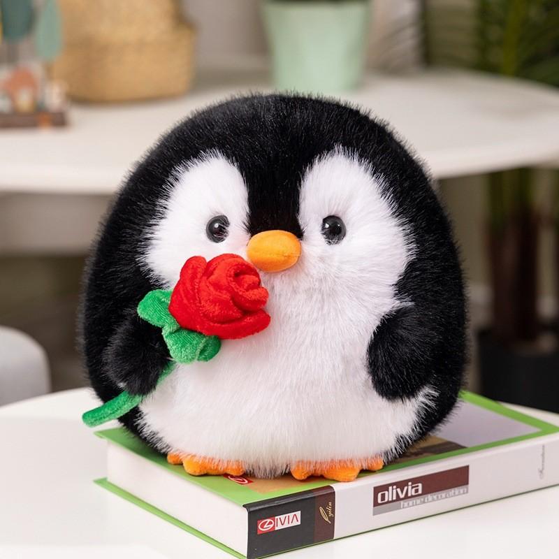 Rose Penguin Cartoon Stuffed Toy Animal Plush Doll Room Decoration Ornament Gift