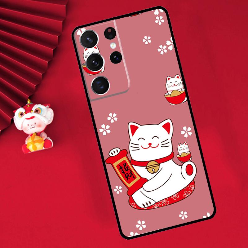 

China cute lucky cat Case For Samsung Galaxy S25 S26 Ultra S21 S22 S20 S23 S24 Ultra Plus S10 S25 FE Cover Funda Galaxy S26Ultra