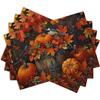 Pumpkin Maple Leaf Bird Fall Placemats Set of 4 Autumn Thanksgiving Seasonal Holiday Harvest Linen Table Mats Orange Brown Washable Place Mats for