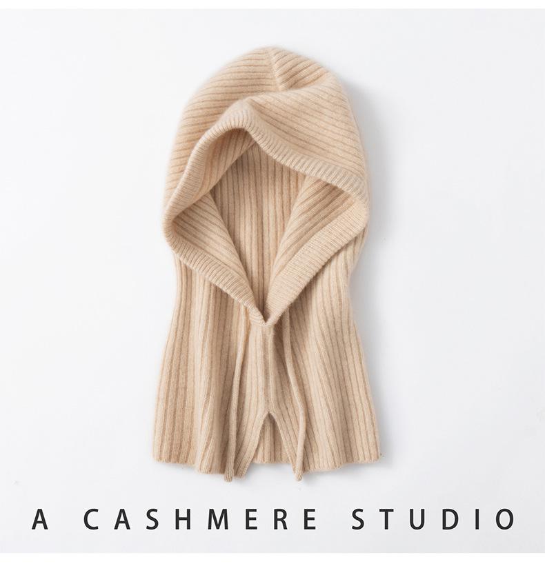 European & American Women's Winter Knitted Hooded Balaclava Beanie Scarf.