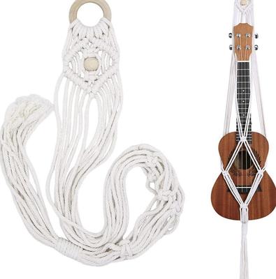 Ukulele Wall Scandinavian Cotton with Wooden Ring Muy BienMacrame Hanger, Mount, 95cm, Style, Rope,