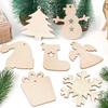 10PCS DIY Wood Christmas Ornament Unfinsihed Wooden Christmas Tree Hanging Decorations for DIY Craft Xmas Home Party Decor