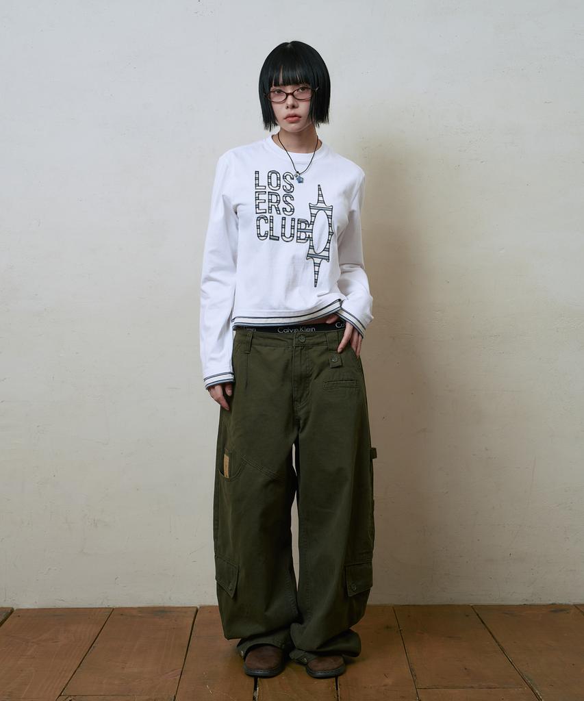 Lujeoseukeulleob Logo Layered Long Sleeve T-Shirt White