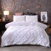 Feelyou Raffung Bettbezug Set King Size Lila Pinch Pleat Bettbezug Tuft-Design Bettwäsche Set Reißverschluss Weiches Polyester Bettdeckenbezug mit