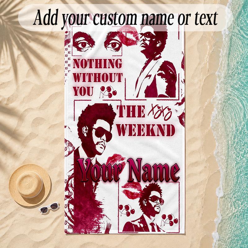 Beach TowelThe Weeknd Custom Name Text Personalized Soft Towel for Beach Pool Indoor Home Decor Gift