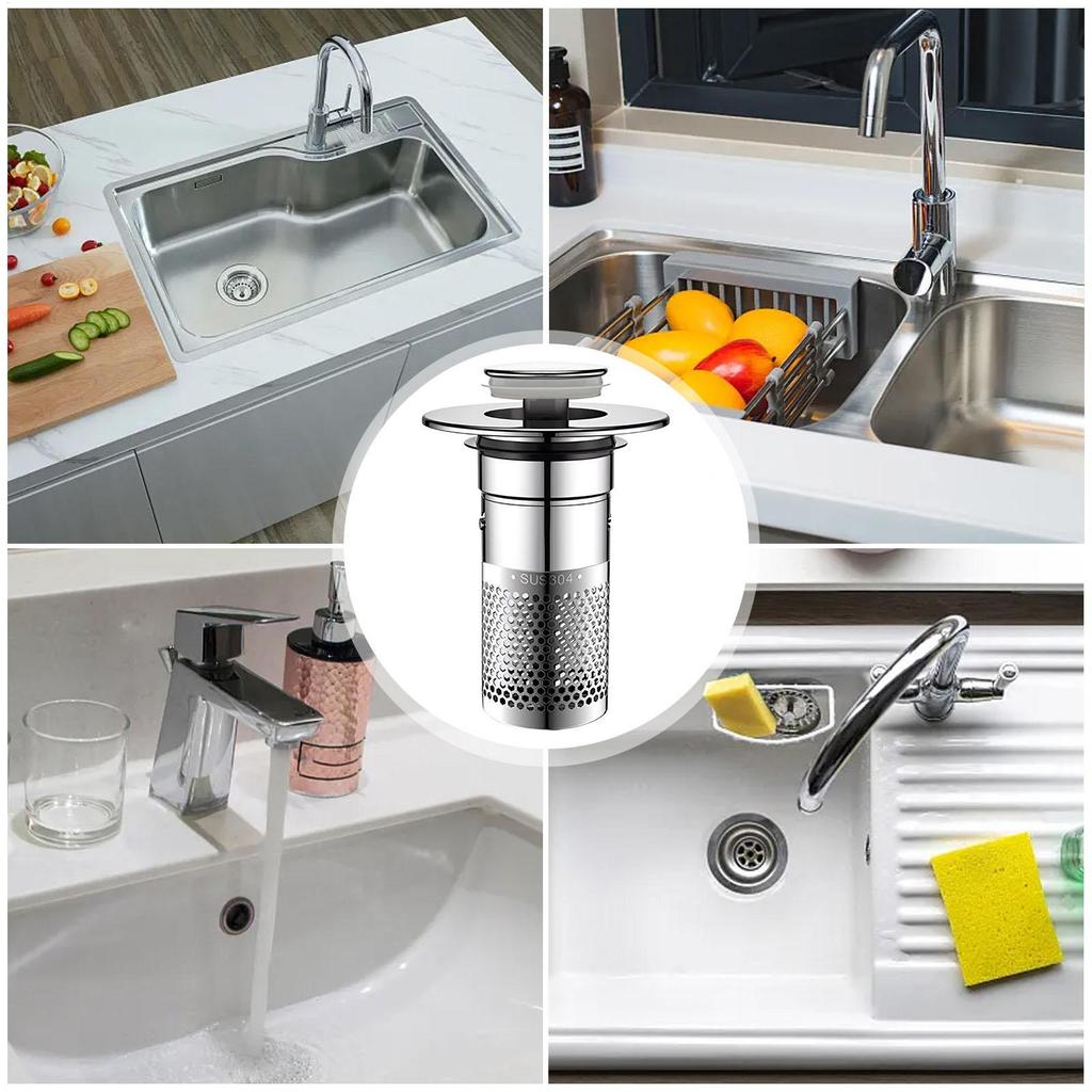 Stainless Steel Floor Drain Filter Washbasin Plug Anti Odor Pop-Up Sink Drain Strainer Basin Stopper Hair Catcher For Shower