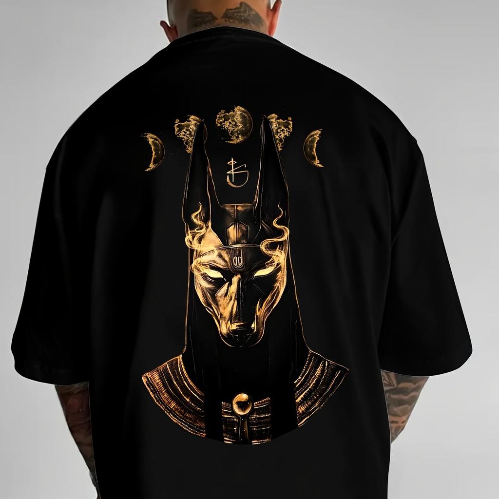 Dark Style Tshirt With Anubis The Guardian Deity And Guide Of The Underworld Made From Ancient Egyptian Mythological Mummies