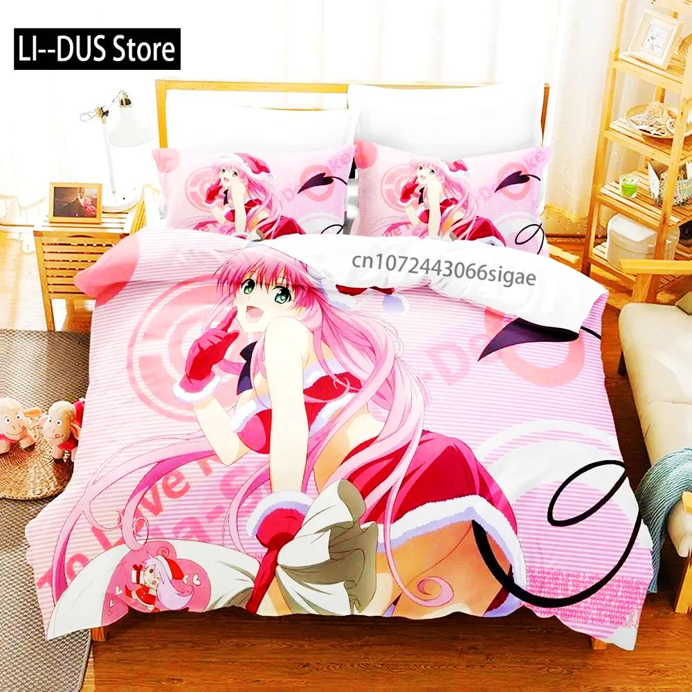 2024 Anime Adult Boys Bedspread Single Double Queen King Size To Love Ru Duvet Cover Bed Set Quilt Cover Pillowcase