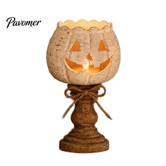 Sezónní dárkové nápady na Den díkůvzdání Rustikální bílá dýně Držák na čajovou svíčku Sada, Farmářský Halloweenský Středový držák na čajové svíčky Dekorace, Podzimní stoly