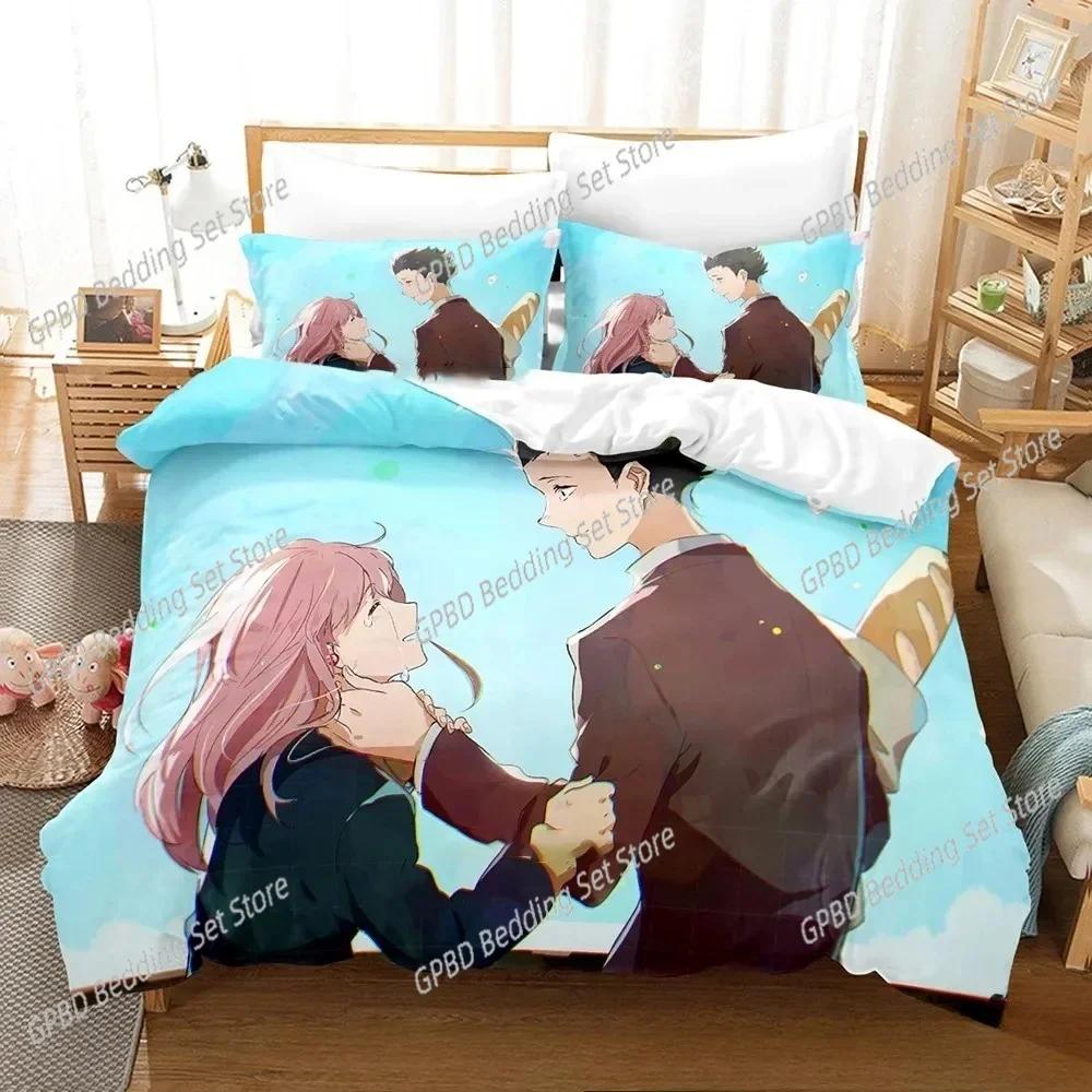 Anime A Silent Voice Comfortable Duvet Quilt Cover Pillowcase Bedding Set Children Bedroom Decoration Home Textile