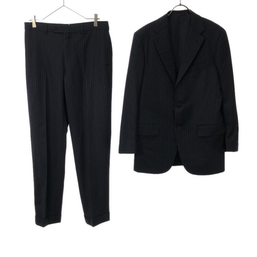 

Костюм в полоску из шерсти BEAMS F Сделано в Японии Комплект 95 Темно-синий Двойная отделка Мужской Б/у