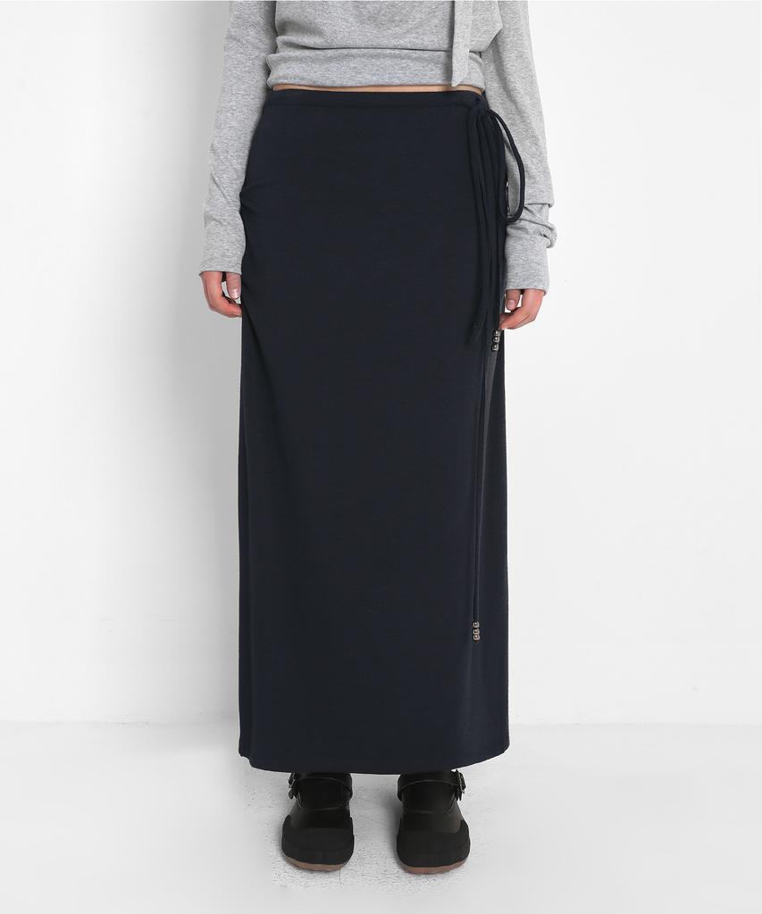 Saendeulig Brushed Maxi Long Skirt_Navy