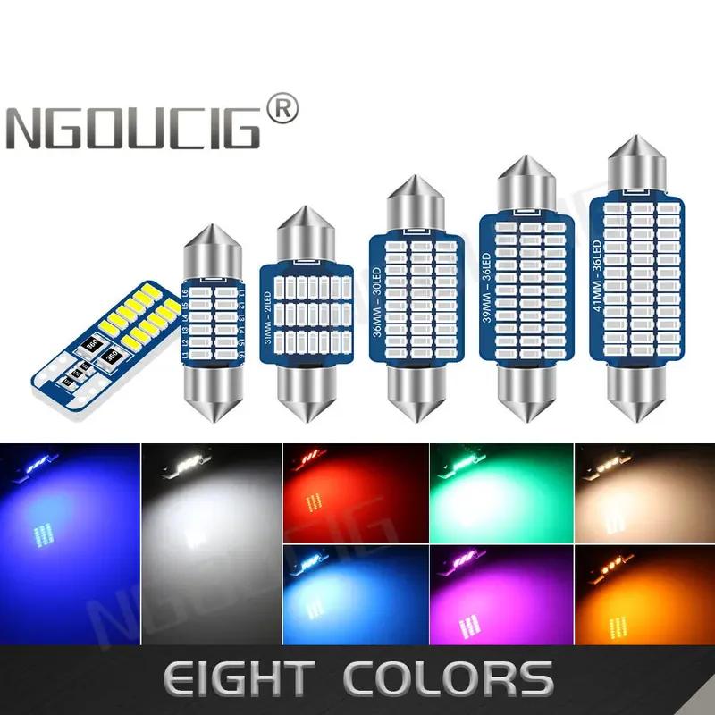 NGOUCIG 12V 24V C10W 36mm C5W Led Bulb T10 Lamp Festoon 31 mm BA9S 28mm 31mm 39mm 41mm Door Red Warm White Truck Car Dome Lights 2 Pieces синий